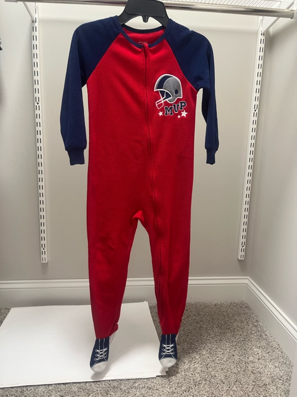 Absorba Red and Navy 'MVP' Football Kids One-Piece Footie
